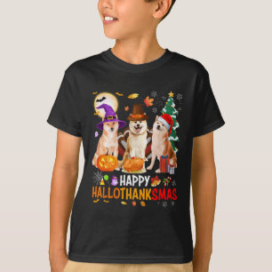Christmas Shiba Inu Santa Halloween Happy Hallotha T-Shirt