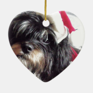 Christmas Shih Poo Ceramic Tree Decoration