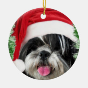 Christmas Shih Tzu Ceramic Tree Decoration