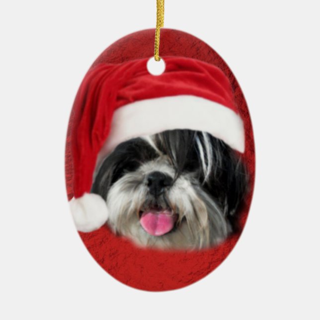 Christmas Shih Tzu Ceramic Tree Decoration (Front)