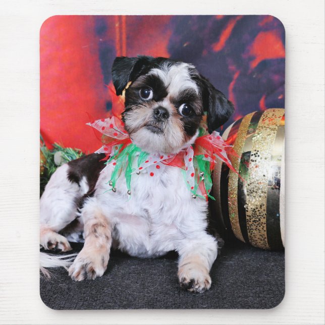 Christmas - Shih Tzu - Chin Ching Mouse Mat (Front)