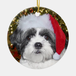 Christmas Shih Tzu Dog Ceramic Tree Decoration