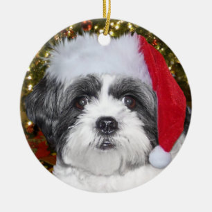 Christmas Shih Tzu Dog Ceramic Tree Decoration