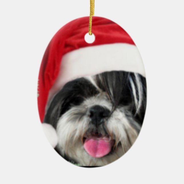 Christmas Shih Tzu Dog Ceramic Tree Decoration (Front)