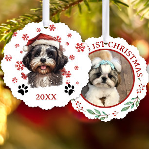 Christmas Shih Tzu Dog Personalised Tree Decoration Card