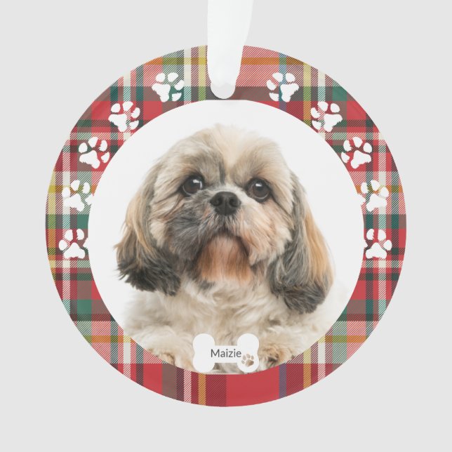Christmas Shih Tzu Dog Pet Photo Holiday Ornament (Front)