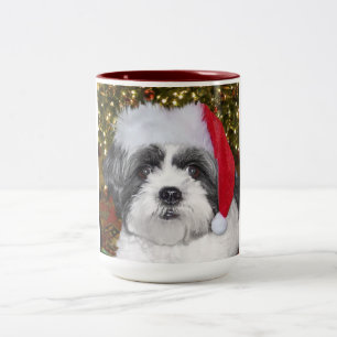 Christmas Shih Tzu Dog Two-Tone Coffee Mug