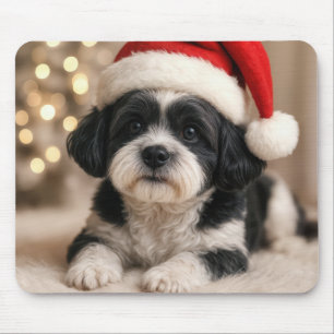 Christmas Shih Tzu Dog With Santa Hat Mouse Mat