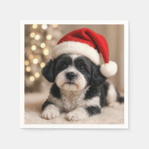 Christmas Shih Tzu Dog With Santa Hat Napkin