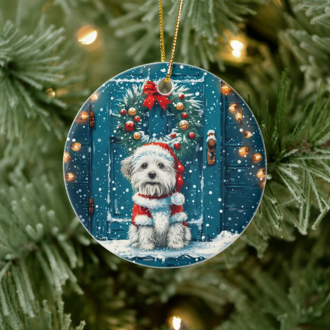 Christmas Shih Tzu Dogs Ceramic Tree Decoration (Tree)