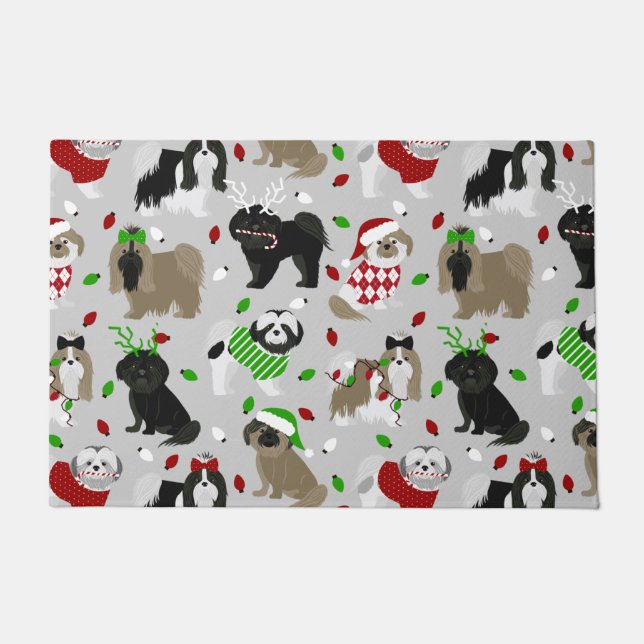 Christmas Shih Tzu Dogs Doormat (Front)