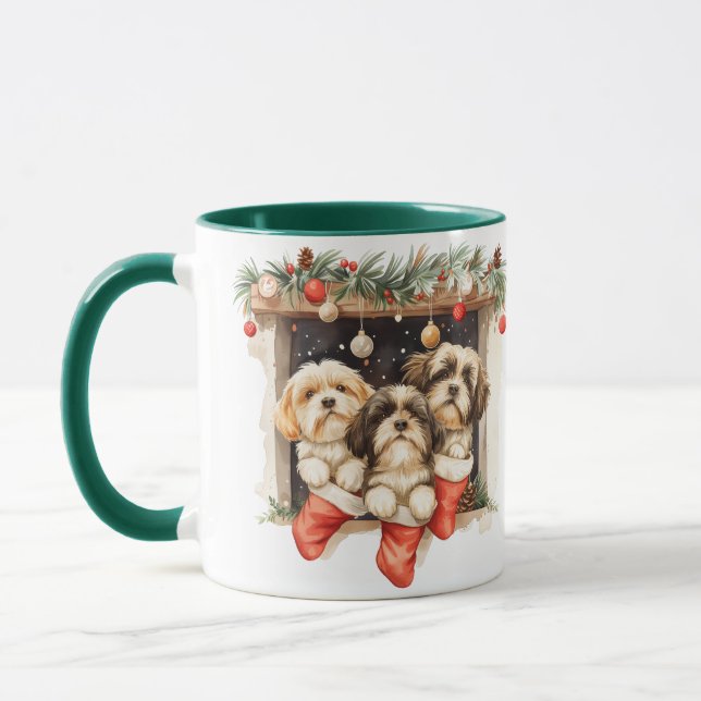 Christmas Shih Tzu Dogs Mug (Left)