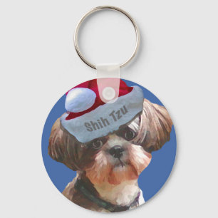 Christmas Shih Tzu Key Ring