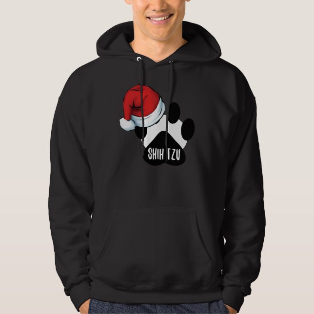 Christmas Shih Tzu Paw Print Seal Hoodie (Front)