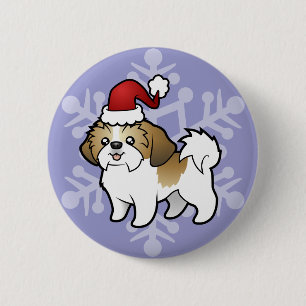 Christmas Shih Tzu (puppy cut) 6 Cm Round Badge