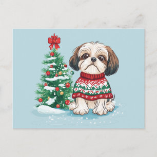 Christmas Shih Tzu Santa Dog Postcard