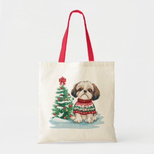 Christmas Shih Tzu Santa Dog Tote Bag