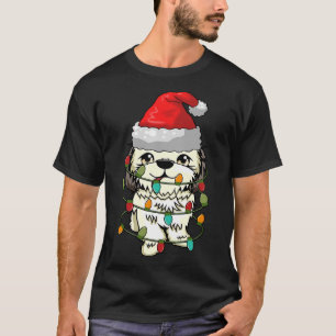 Christmas Shih Tzu Santa Hat Lights T-Shirt