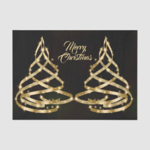 Christmas Shiny Golden Ribbon Tree Sparkle Black Tissue Paper