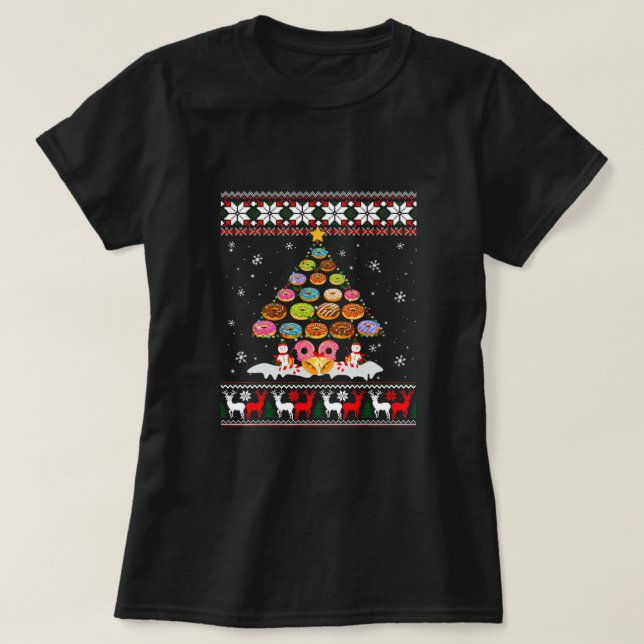 Christmas Shirt Doughnut Tree Funny Pyjamas Gift U (Design Front)