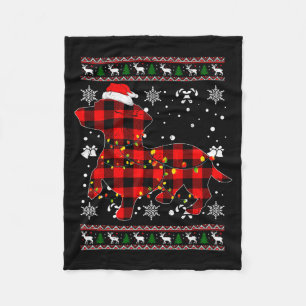 Christmas Shirt For Dachshund Lover Gift Santa Buf Fleece Blanket