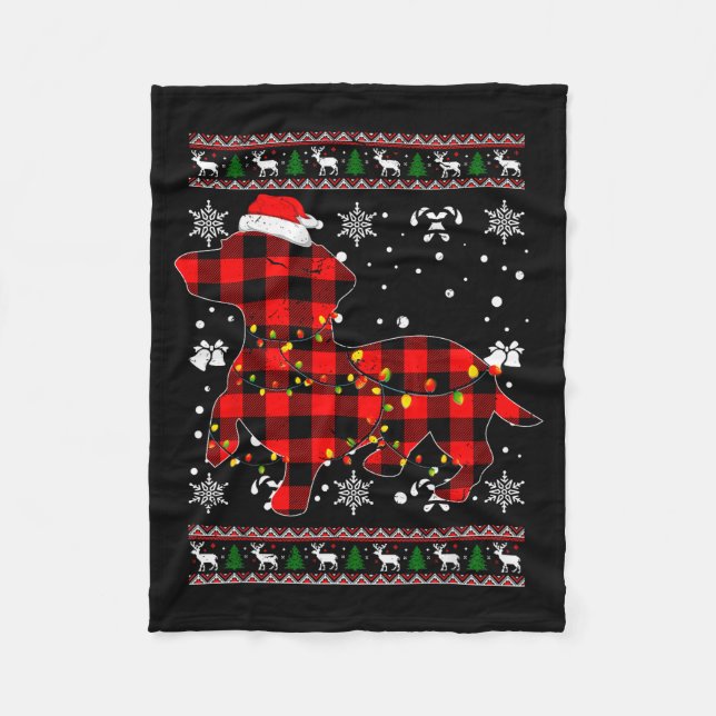 Christmas Shirt For Dachshund Lover Gift Santa Buf Fleece Blanket (Front)
