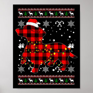 Christmas Shirt For Dachshund Lover Gift Santa Buf Poster