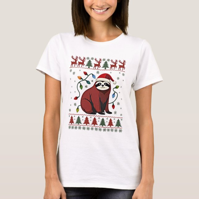 Christmas Shirt for Sloth Lover Gift Santa Buffalo (Front)