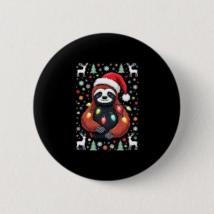 Christmas Shirt for Sloth Lover Gift Santa Buffalo 6 Cm Round Badge