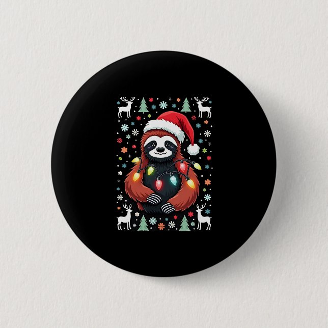 Christmas Shirt for Sloth Lover Gift Santa Buffalo 6 Cm Round Badge (Front)