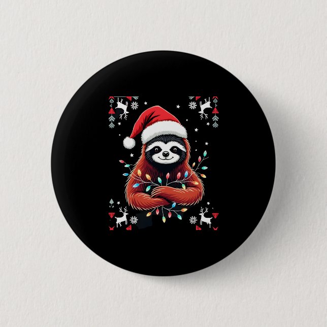 Christmas Shirt for Sloth Lover Gift Santa Buffalo 6 Cm Round Badge (Front)