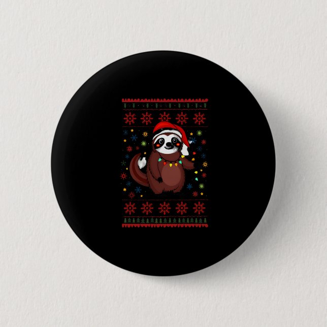 Christmas Shirt for Sloth Lover Gift Santa Buffalo 6 Cm Round Badge (Front)