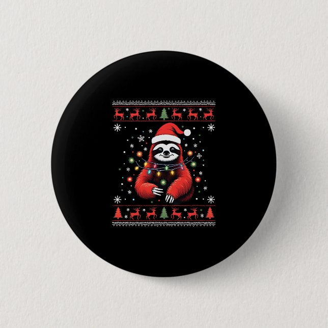 Christmas Shirt for Sloth Lover Gift Santa Buffalo 6 Cm Round Badge (Front)