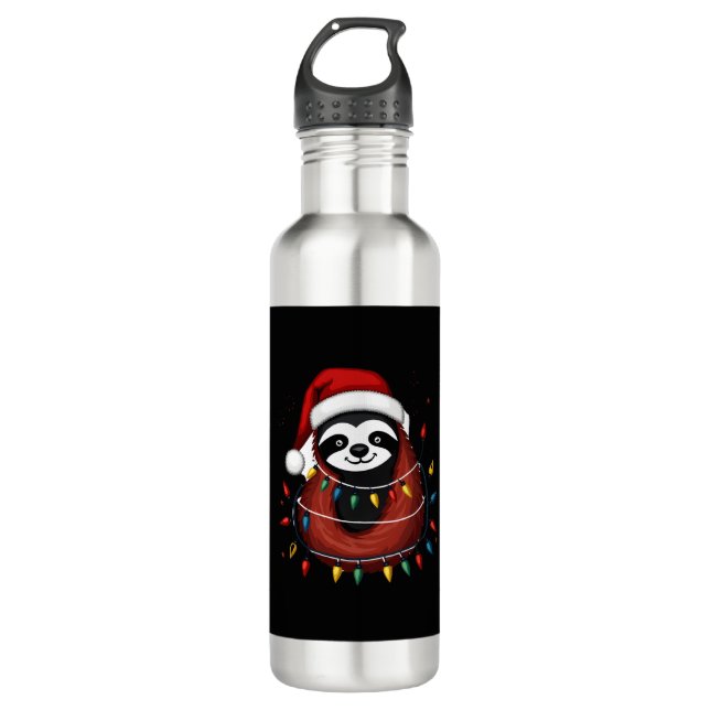 Christmas Shirt for Sloth Lover Gift Santa Buffalo 710 Ml Water Bottle (Front)