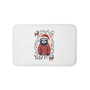 Christmas Shirt for Sloth Lover Gift Santa Buffalo Bath Mat