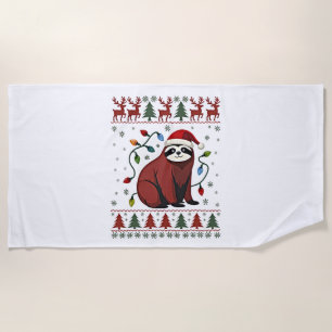 Christmas Shirt for Sloth Lover Gift Santa Buffalo Beach Towel