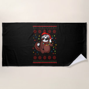 Christmas Shirt for Sloth Lover Gift Santa Buffalo Beach Towel