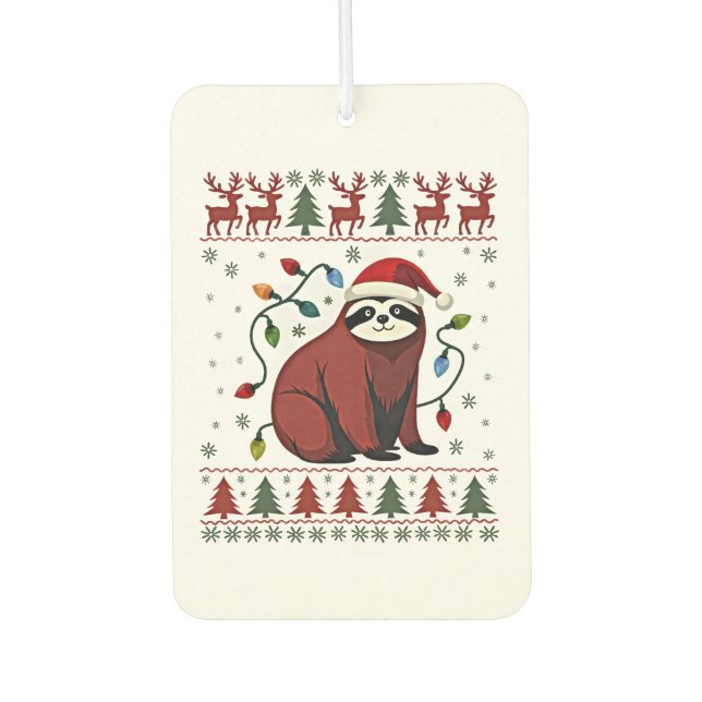 Christmas Shirt for Sloth Lover Gift Santa Buffalo Car Air Freshener (Front)