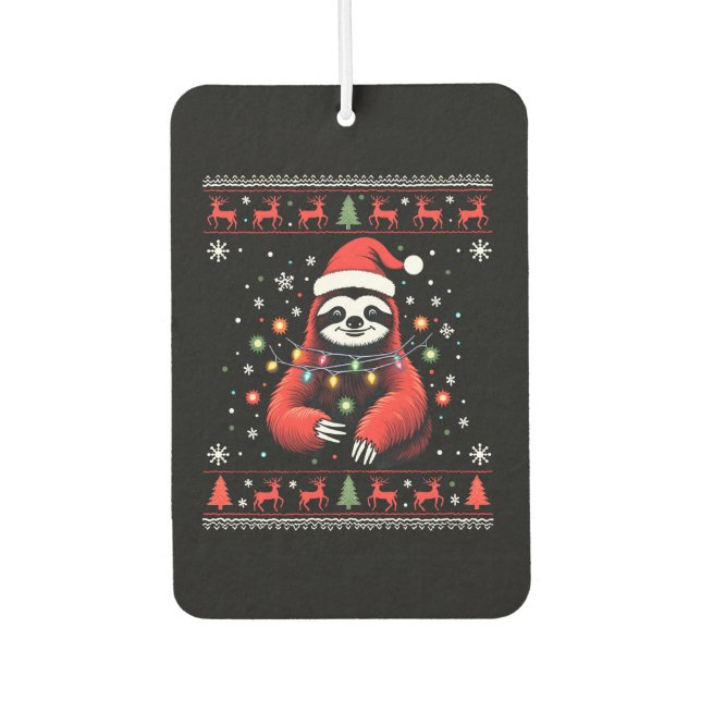 Christmas Shirt for Sloth Lover Gift Santa Buffalo Car Air Freshener (Front)