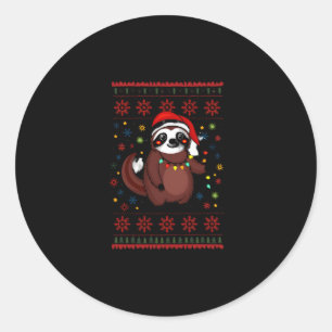Christmas Shirt for Sloth Lover Gift Santa Buffalo Classic Round Sticker