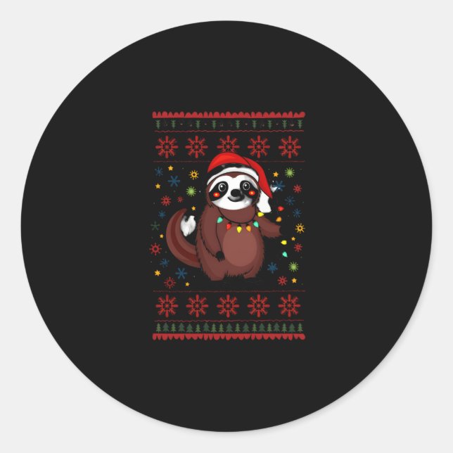 Christmas Shirt for Sloth Lover Gift Santa Buffalo Classic Round Sticker (Front)