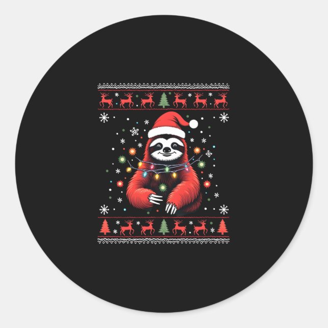 Christmas Shirt for Sloth Lover Gift Santa Buffalo Classic Round Sticker (Front)