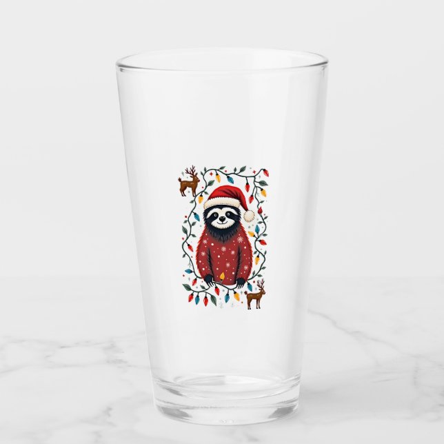 Christmas Shirt for Sloth Lover Gift Santa Buffalo Glass (Front)