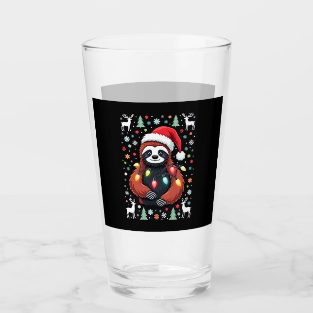 Christmas Shirt for Sloth Lover Gift Santa Buffalo Glass (Front)