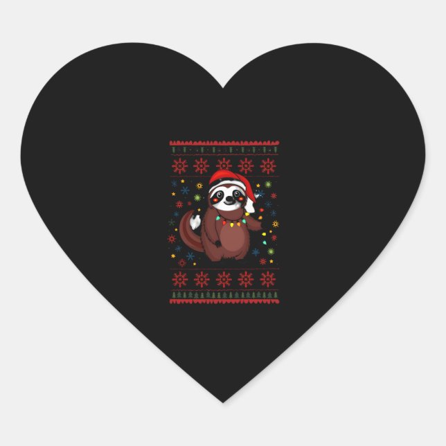 Christmas Shirt for Sloth Lover Gift Santa Buffalo Heart Sticker (Front)