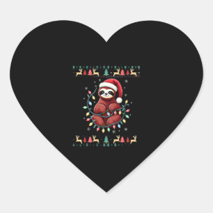 Christmas Shirt for Sloth Lover Gift Santa Buffalo Heart Sticker