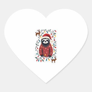 Christmas Shirt for Sloth Lover Gift Santa Buffalo Heart Sticker