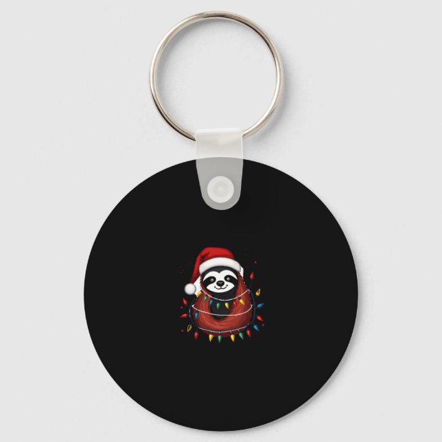 Christmas Shirt for Sloth Lover Gift Santa Buffalo Key Ring (Front)