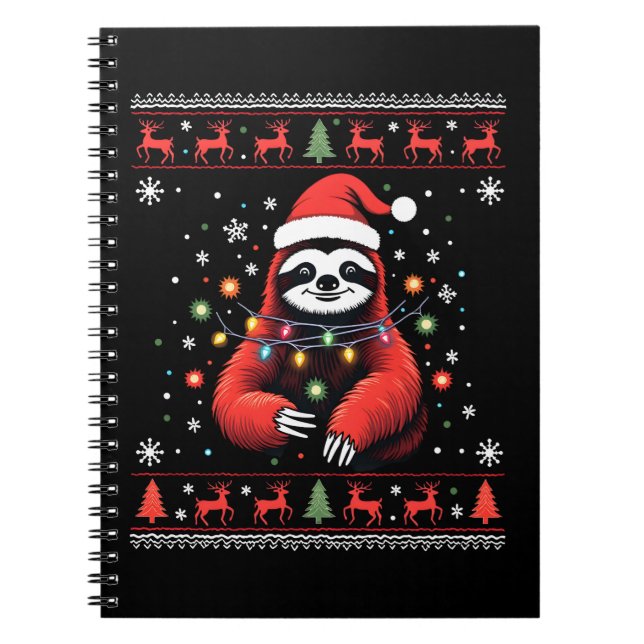 Christmas Shirt for Sloth Lover Gift Santa Buffalo Notebook (Front)