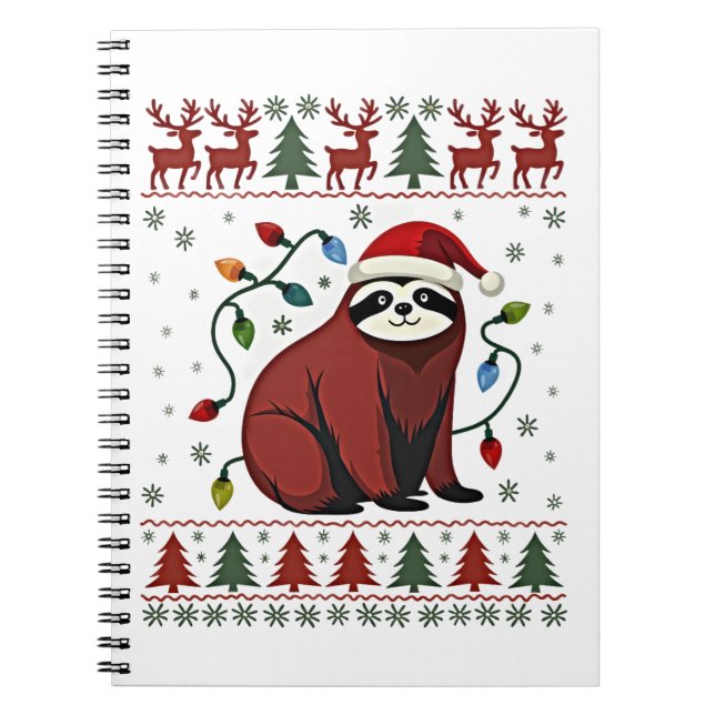 Christmas Shirt for Sloth Lover Gift Santa Buffalo Notebook (Front)